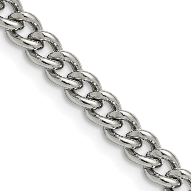 Stainless Steel 5.3mm 30 Inch Round Curb Chain Necklace Pendant Charm Rounded
