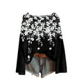 thumbnail image 2 of Uootdi Boho Tops for Women Gift Long Sleeve Tops for Women Vintage Floral Print Knit Pullover Oversized Contrast Stitching Color Tops, 2 of 3
