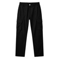 thumbnail image 4 of Dagugfen Cargo Pants for Women Straight Slim Leg Elastic Waist Outdoor Activewear Hiking Camping Pants with Multi Pockets(L,Black), 4 of 6
