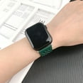 thumbnail image 3 of Band Compatible for Apple Watch 49mm 45mm 44mm 42mm Luxury PU Leather Breathable Hole Design Folding Buckle Replacement Bracelet Strap for iWatch Ultra 2/1 Series 9 8 7 6 5 4 SE 3 2 1, Green, 3 of 6