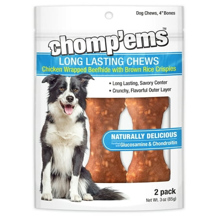 UPC: 0076158070615 | Chomp ems Long Lasting Chicken Chewz 4 Bone 2 Count – All Natural Rawhide Wrapped with Premium Chicken Breast – Healthy Protein Rich Treats for Dogs – Long Lasting Dog Chews — Healthy Dog Treats