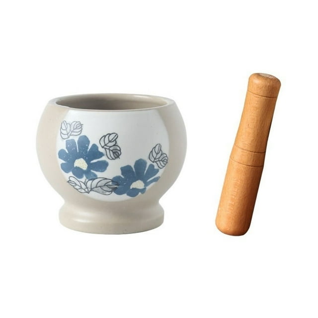 Multifunctional Seasoning Pounder Ceramic Manual Spice Bowl Mortar and Pestle Set Herb Grinder