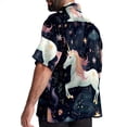 thumbnail image 3 of Starry Unicorn Men's Hawaiian Poplin Casual Printed Button Down Short Summer Beach Shirts, Unisex, 3 of 6