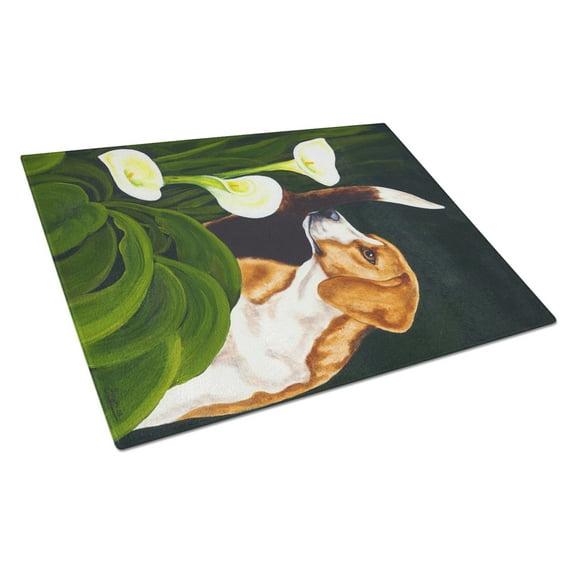 Carolines Treasures AMB1077LCB Beagle Lillies Glass Cutting Board Large, 12H x 16W, multicolor