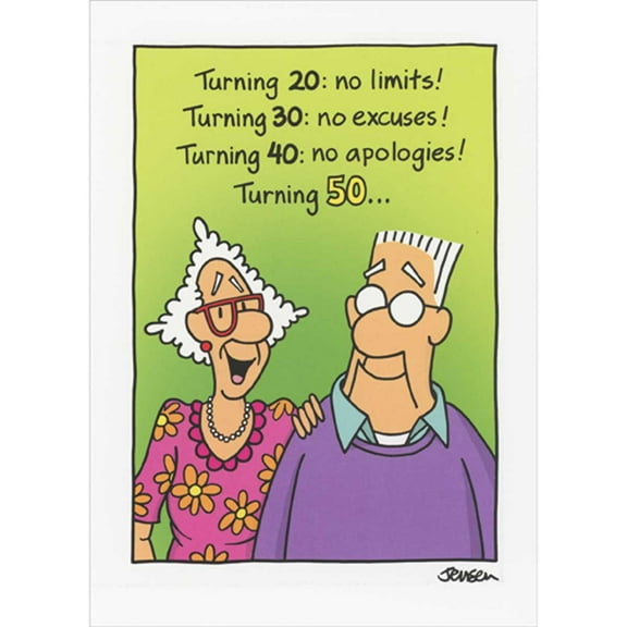 Oatmeal Studios No Limits, No Excuses, No Apologies Funny / Humorous 50th Birthday Card