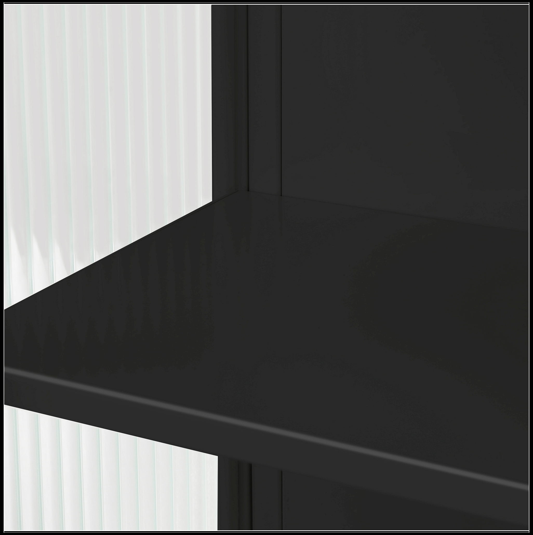 23.62"Glass Doors Modern Two-door Wall Cabinet with Featuring Two-tier Enclosed Storage, an Open Shelf, and Towel Rack, for Entryway Living Room Bathroom Dining Room,Black