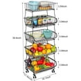 thumbnail image 5 of Oumilen 5 Tier Fruit Storage Basket Stand Kitchen 16.1" Rolling Cart Vegetable Fruit Rack, 5 of 7