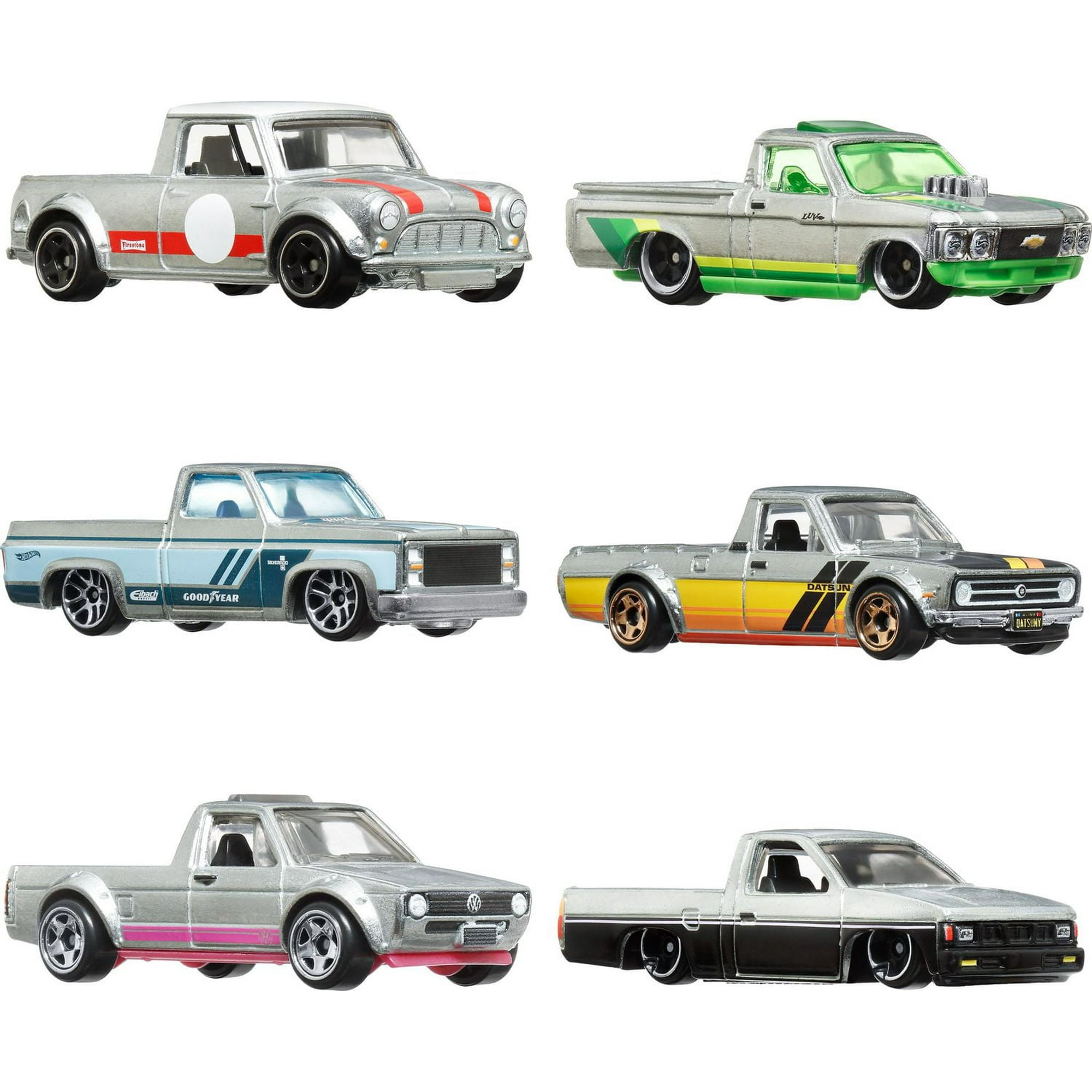 Hot Wheels 1:64 Scale Die-Cast Toy Cars & Trucks, Set of 6 Zamac