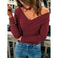 thumbnail image 6 of KelaJuan Women Long Sleeve Shirt Solid Color Off-Shoulder Tops Casual Pullover for Fall Club Streetwear Aesthetic Clothes, 6 of 6