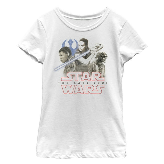 Girl's Star Wars The Last Jedi Distressed Rebels  Graphic Tee White Small