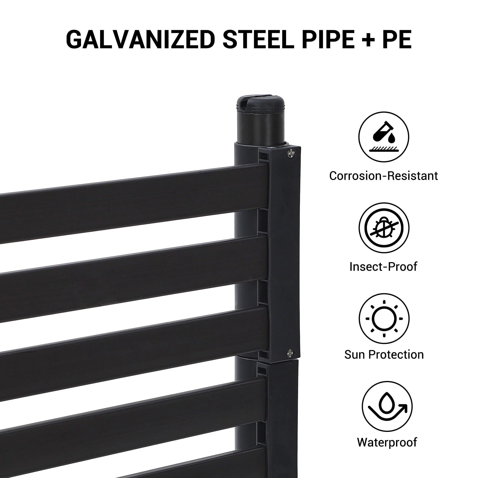 Kicctian Galvanized Steel & PE Outdoor Privacy Fence Panel – Decorative Garden Screen, Easy Assembly – Ideal for Patio, Backyard, Balcony – Size: 36×71”