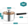 thumbnail image 5 of Walchoice 3QT Saucepan with Glass Lid, Stainless Steel Tri-Ply Sauce Pan with Ergonomic Handle, Multipurpose Pot with Two Side Spouts for Easy Pour, Chocolate Butter Melting Pot, Dishwasher Safe, 5 of 7