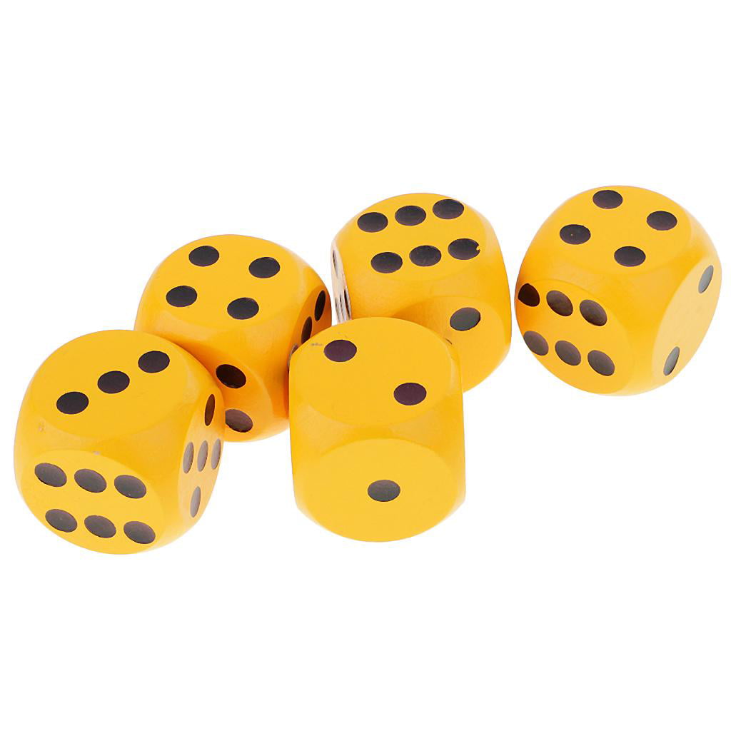 5 Piece 3cm Wooden Dice D6 Six Sided Dotted Dice for D&D TRPG Toy Black 