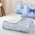 thumbnail image 4 of Erosebridal Blue Gem Butterfly Quilt Full for Girls, Shimmer Streamer Print Full Bedspread Sets, 3 Pieces, 4 of 7