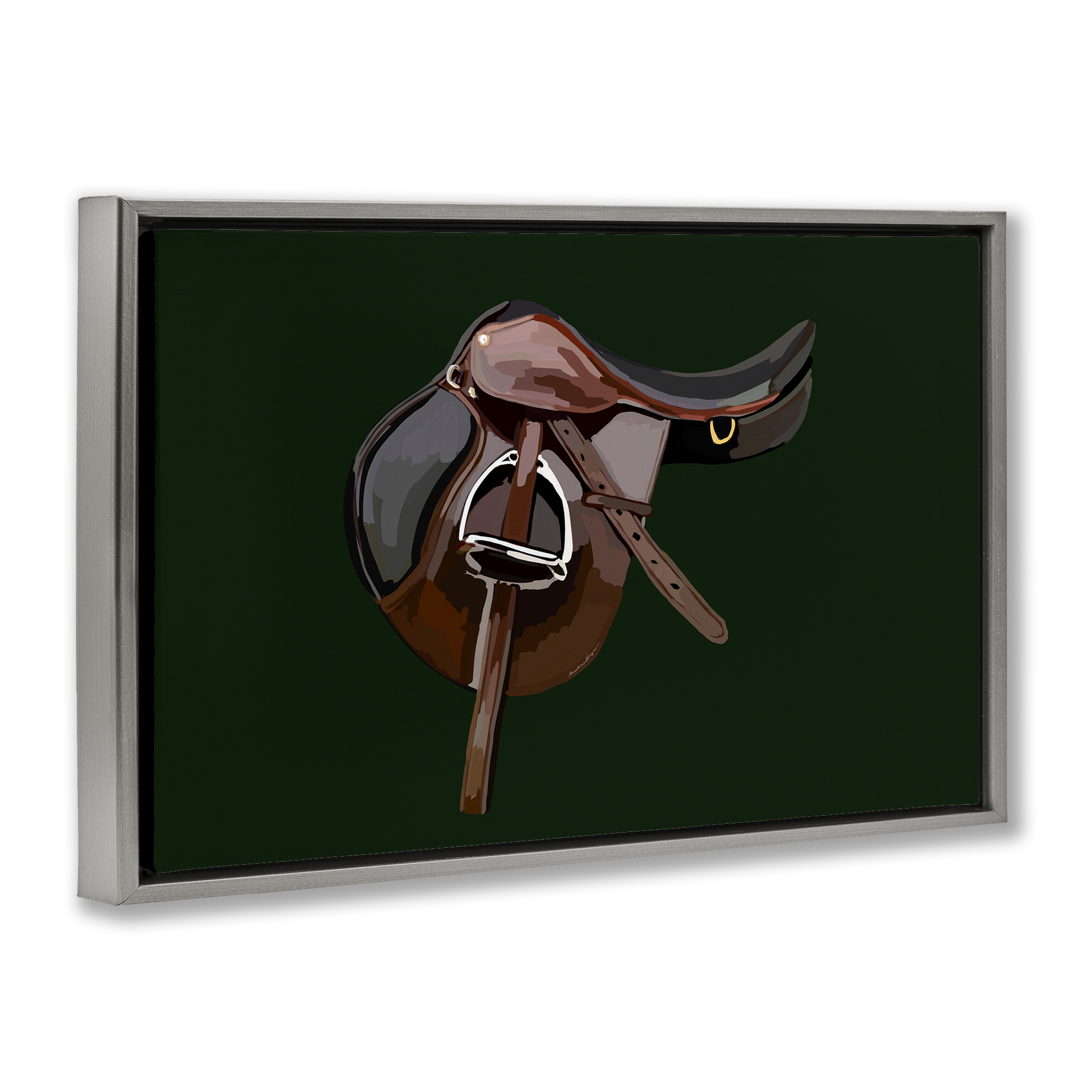 Stupell Industries Western Horse Saddle Abstract Painting Gray Floater Framed Canvas Art Print Wall Art, 31 x 21