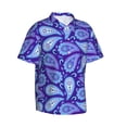 thumbnail image 2 of Hawaiian Shirt For Men, Purple Blue Paisley Mens Button Down Short Sleeve Shirt, Summer Beach Shirts For Men, 2 of 2