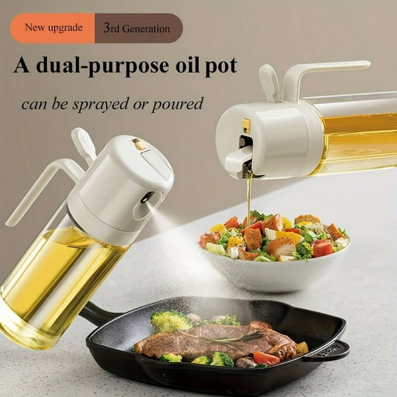 1 Pce, Vaporisateur d'Huile 2en1, Pot à Huile Double Usage, Vaporisateur d'Huile de Cuisine, Vaporisateur d'Huile en Verre, Bouteille de Pulvérisation d'Huile Créative, Vaporisateur d'Huile Ménager pour Salade BBQ Cuisine Cuisson Rôtissage Camping Pique-Nique, Cuisine