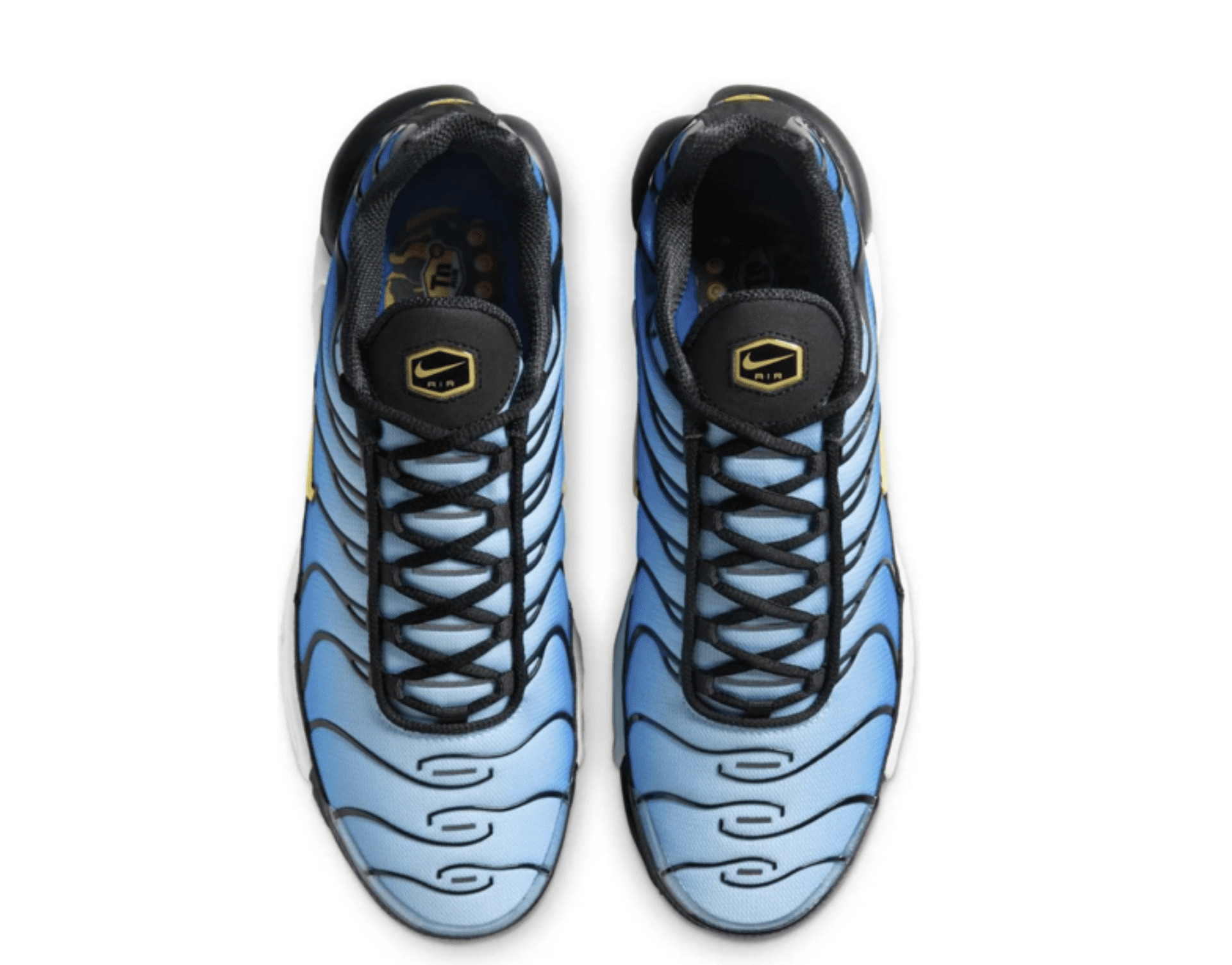 Nike Air Max Plus Big Kids' Shoes (CD0609-032, Black/Sky Blue/Hyper Blue/Chamois) Size 6.5
