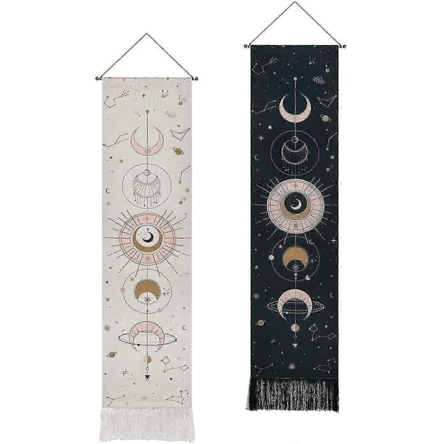 2 Pack Moon Tapestry Moon Phase Tapestry Art Bohemian Tapestries Constellation Tapestry
