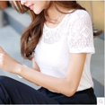 thumbnail image 3 of las mujeres blusa de encaje femme tops gasa camisa de verano blanco de manga corta blusa feminina hueco mujeres top camisa blusa más el tamaño, 3 of 3