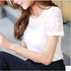 thumbnail image 3 of las mujeres blusa de encaje femme tops gasa camisa de verano blanco de manga corta blusa feminina hueco mujeres top camisa blusa más el tamaño, 3 of 3