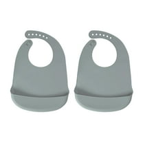 Baby Pick Silicone Bibs For Babies- BPA-Free Waterproof Bib With Pocket- Dishwasher Safe Feeding Bib With Food Catcher (Grey x 2)