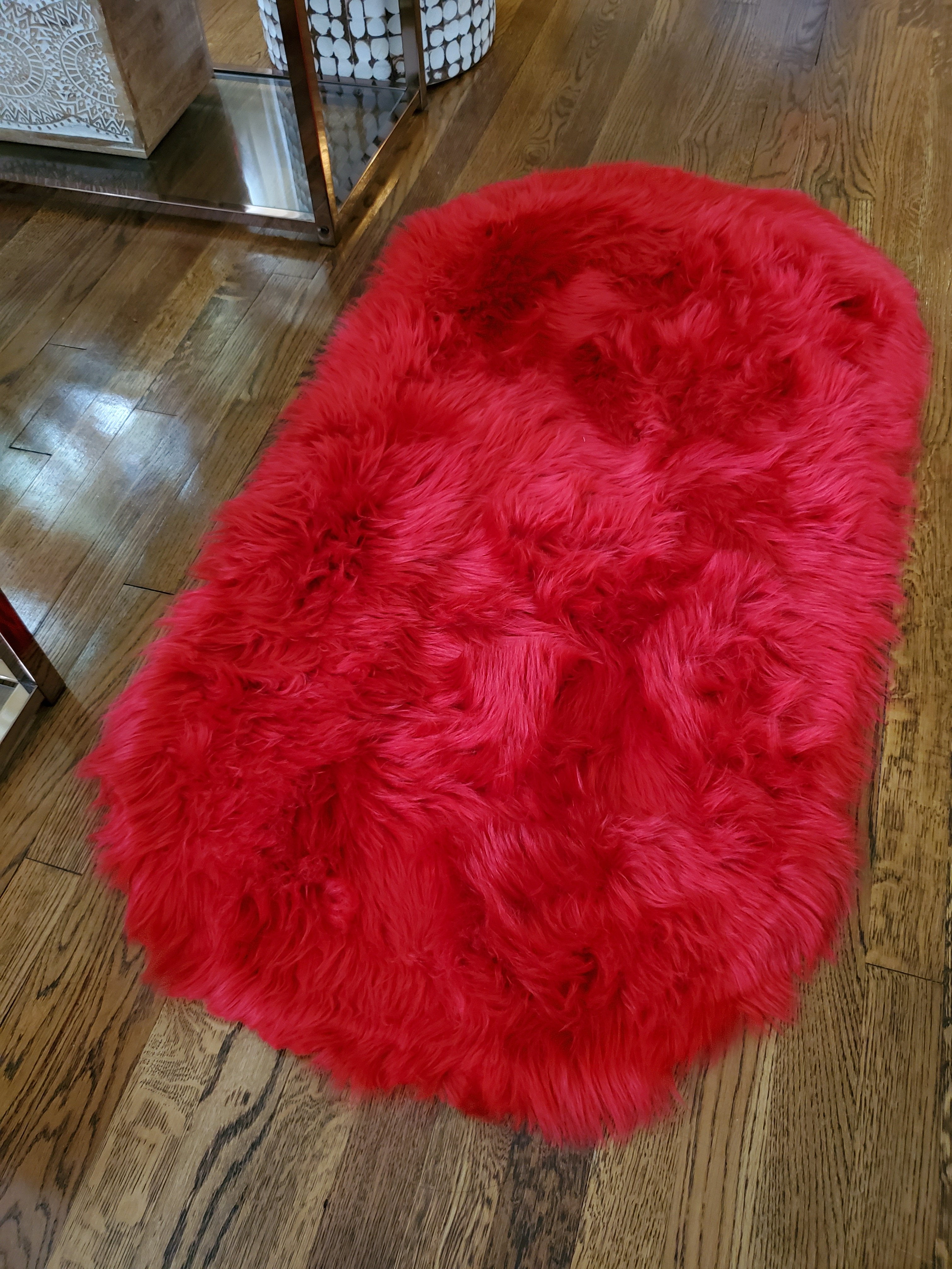 Luxury Faux Fur Sheepskin Soft Area Rug 2ft x 4ft Oval Thick Pile