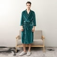thumbnail image 2 of B91xZ Mens Hooded Robe Big and Tall Plush Hooded Bathrobe with Two Large Front Pockets,Green M, 2 of 4