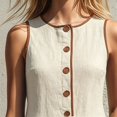 thumbnail image 7 of Endives Summer Dresses for Women Casual Button Front Mini Dress Sleeveless Round Neck Retro Dresses Comfy Trendy Summer Shift Dress with Pockets Midi Dresses for Women Beige XXL, 7 of 7