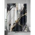 thumbnail image 5 of Fsddascl Marble Black Shower Curtain Set - Small 36" x 72" Washable Bathtub Curtain with 12 Hooks, Abstract Gold White Brick Stone Motif Waterproof Fabric Stall Shower Curtains for Bathroom/Bathtub, 5 of 6