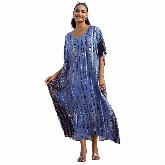 Sunforyou Kaftan Dresses for Women Plus Size Swimsuit Cover up Caftans Vneck Moo moo Dresses Loose Loungewear