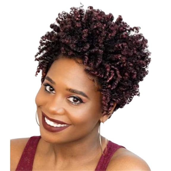 Women's short curly hair small curls synthetic fiber wig multi-colored wig