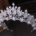 thumbnail image 2 of Shiny Faux Pearl Hollowed Rhinestone Inlaid Hair Crown Tiara Bride Wedding Decor, 2 of 6