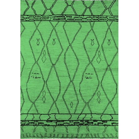 Ahgly Company Indoor Rectangle Solid Emerald Green Modern Area Rugs, 4' x 6'