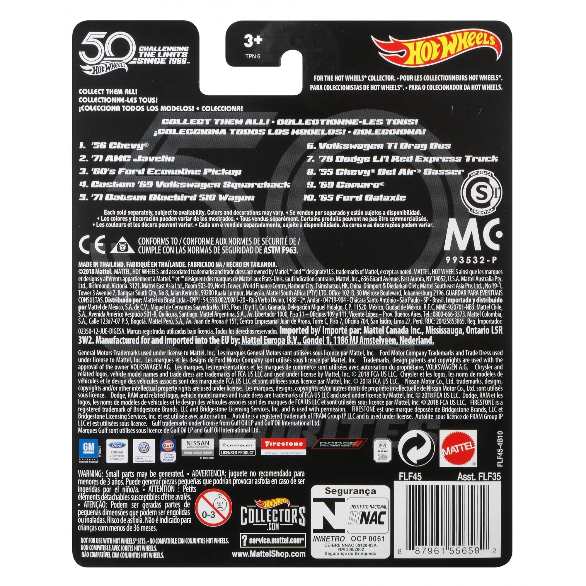 hot wheels 50th anniversary favorites walmart