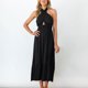 thumbnail image 2 of Vestido largo de verano para mujer, cuello halter cruzado, sin mangas, color sólido, recortado, sin espalda, fluido, línea A Pompotops ghjkhdj3819, 2 of 7