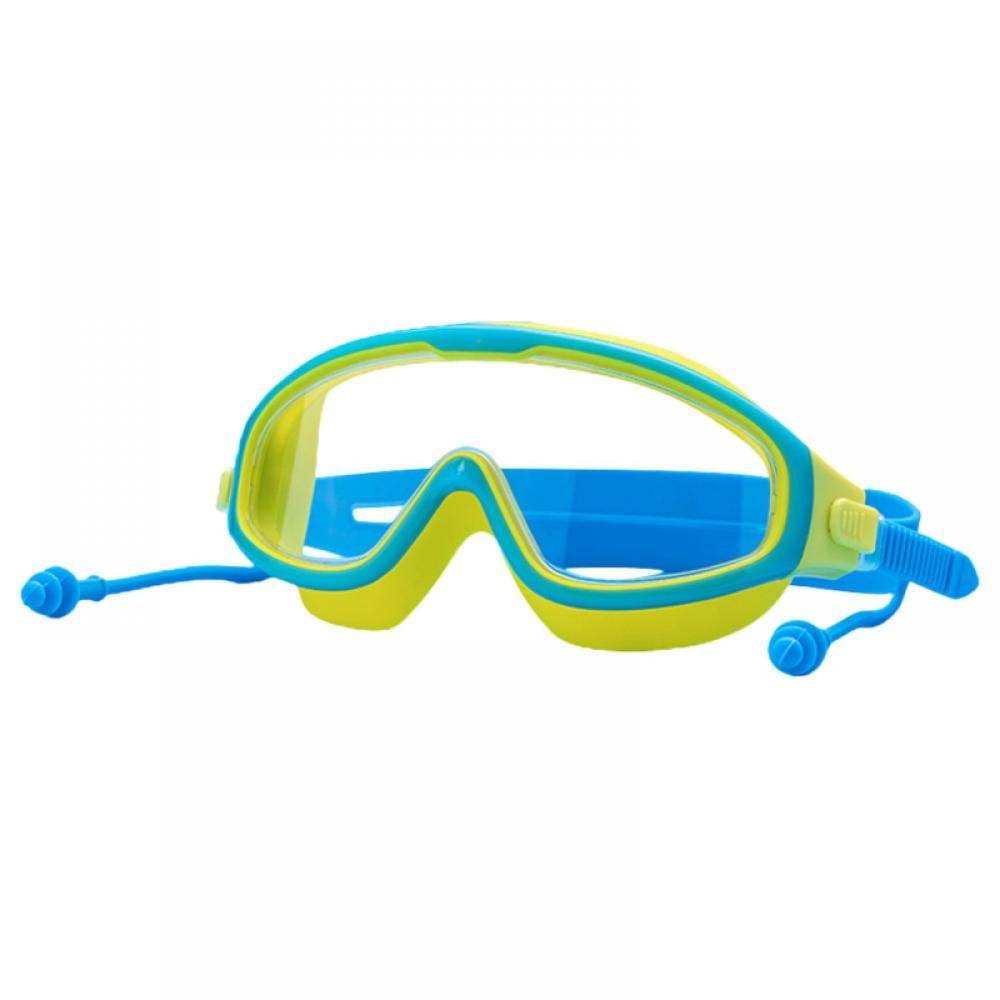 Childrens Swimming Goggles 4-9yrs Yellow/Blue Kids Anti-Fog Adjustable UV. 