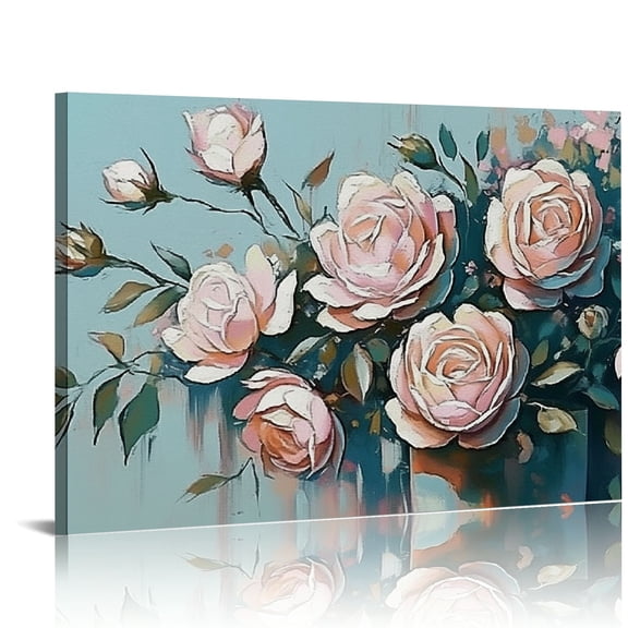 Shadudu Rose Floral Fine Art Piantings on Canvas Wall Art Large Abstract Framed Textured Art Flower Picture Wall Decor 36x24in