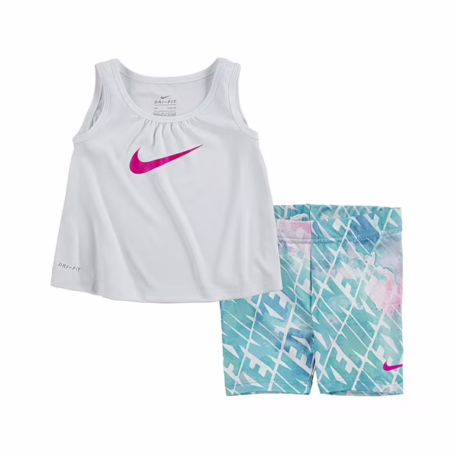 Nike Dri-FIT Studio Tank Top and Bike Set Kids' White Multi
