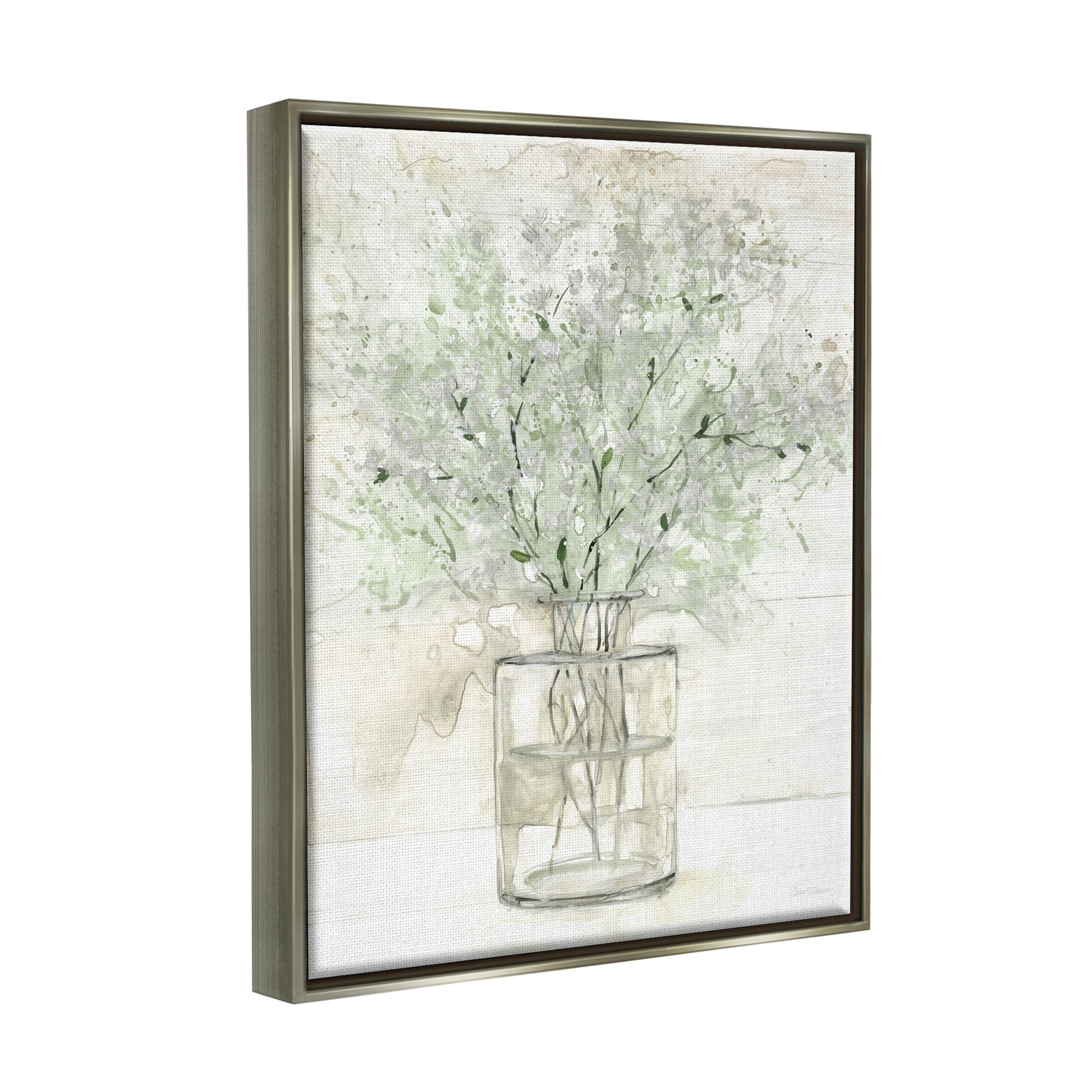 Delicate Baby's Breath Florals Botanical & Floral Graphic Art Luster Gray Framed Art Print Wall Art