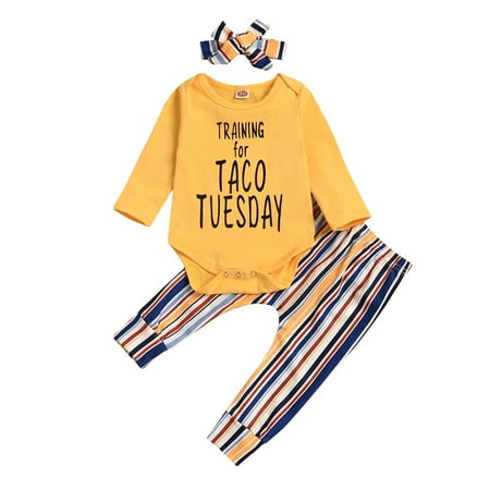 

nsendm Juniors Clothes for Teen Girls Outfits Cartoon Kid Print Set Tops Baby Headbands 6 Month Birthday Outfit Girl Yellow 2-3 Years