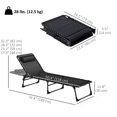 thumbnail image 2 of 2-Pack Black Folding Lounge Chairs - Adjustable Chaise Loungers for Patio, Beach & Camping - Steel Frame, Breathable Mesh, 74” L, 2 of 7