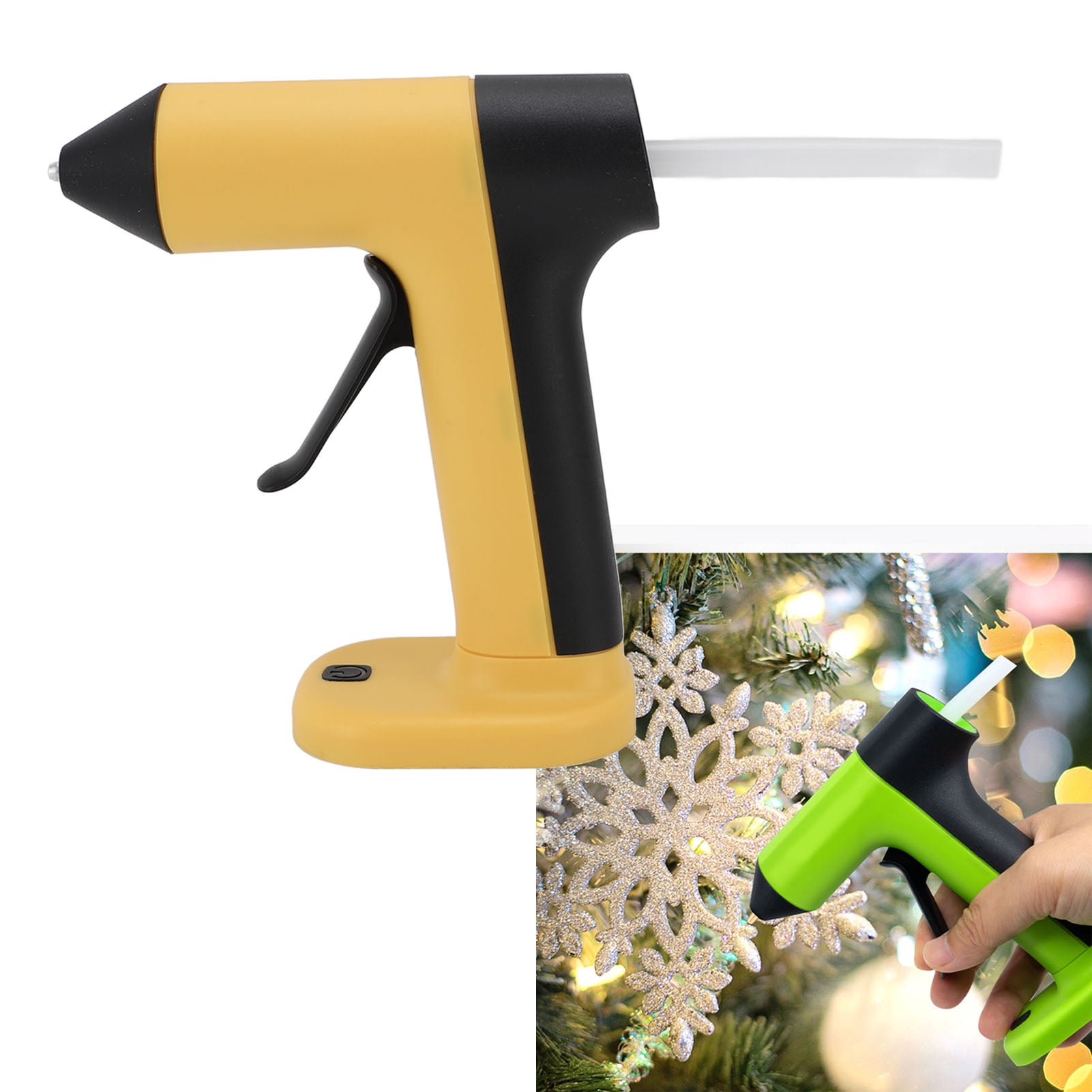 Suodoka Cordless Hot Glue Machine Anti Drip USB Rechargeable Hot Melt Glue Tool Kit with 30pcs Glue Sticks Auto Shut Off for DIY Arts Crafts Yellow 6.3 inches / 16 cm Length