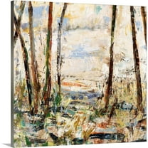 Great Big Canvas "Down by the Water"  by Jodi Maas Black Burgundy contemporary  Wrapped Canvas Print Wall Artwork