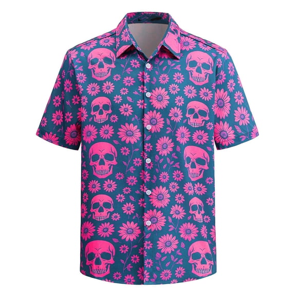 CONZONE Mens Hawaii Shirts Short Sleeve Buttons Down Shirts for Men Trendy Hawaiian Graphic Y2K Lapel Tropical Summer Beach Tops