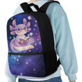 thumbnail image 4 of Binienty Galaxy Axolotl Print School Backpack for Kids 6-14, 17 Inch Large Capacity Bookbag with Adjustable Padded Straps, Multi Outer Pockets Casual Travel Daypack for School Trips, 4 of 6