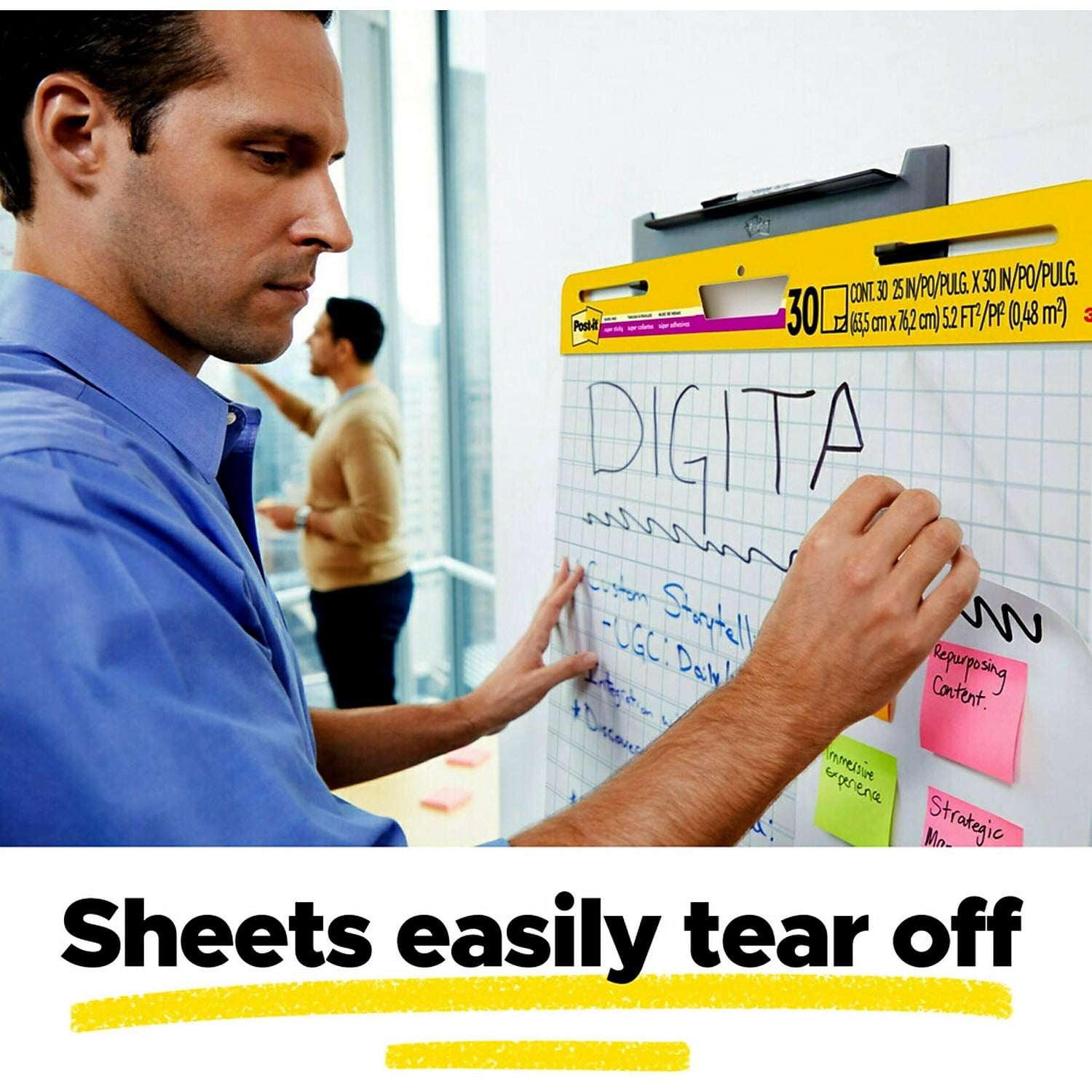 Post-it Super Sticky Easel Pad 25" x 30" White with Grid 30 Sheets/Pad 560