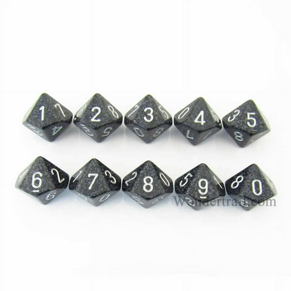 Ninja Elemental Dice with Silver Numbers D10 16mm (5/8in) Pack of 10 Koplow Games