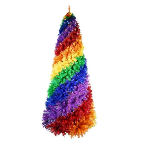 6FT Rainbow Christmas Tree, Artificial Spiral Xmas Tree with 1248 PVC Branch Tips, Metal Foldable Base, Perfect for Holiday Decoration