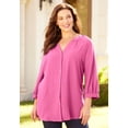 thumbnail image 4 of Catherines Women's Plus Size Petite Light And Airy Y-Neck Blouse, 4 of 6